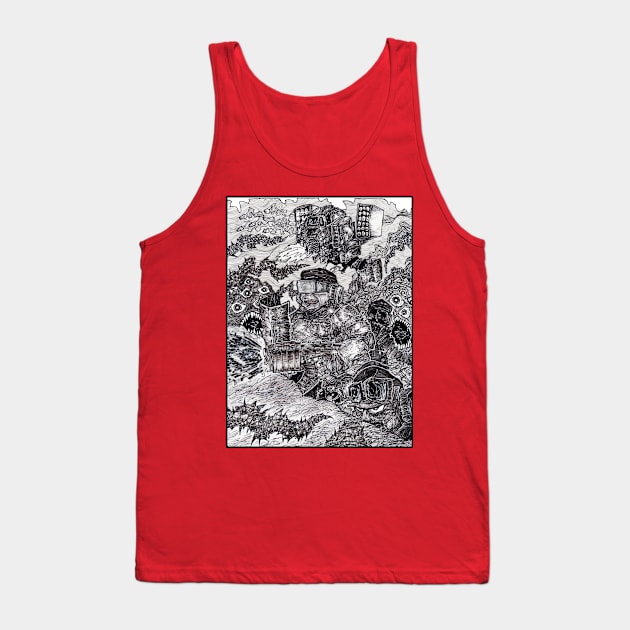 Last Stand Against The Bug Eyed Creeps Tank Top by Christopher's Doodles